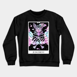 Judgement Tarot Card As A Very Judgemental Tabby Cat with Marble Pastel Colours Crewneck Sweatshirt